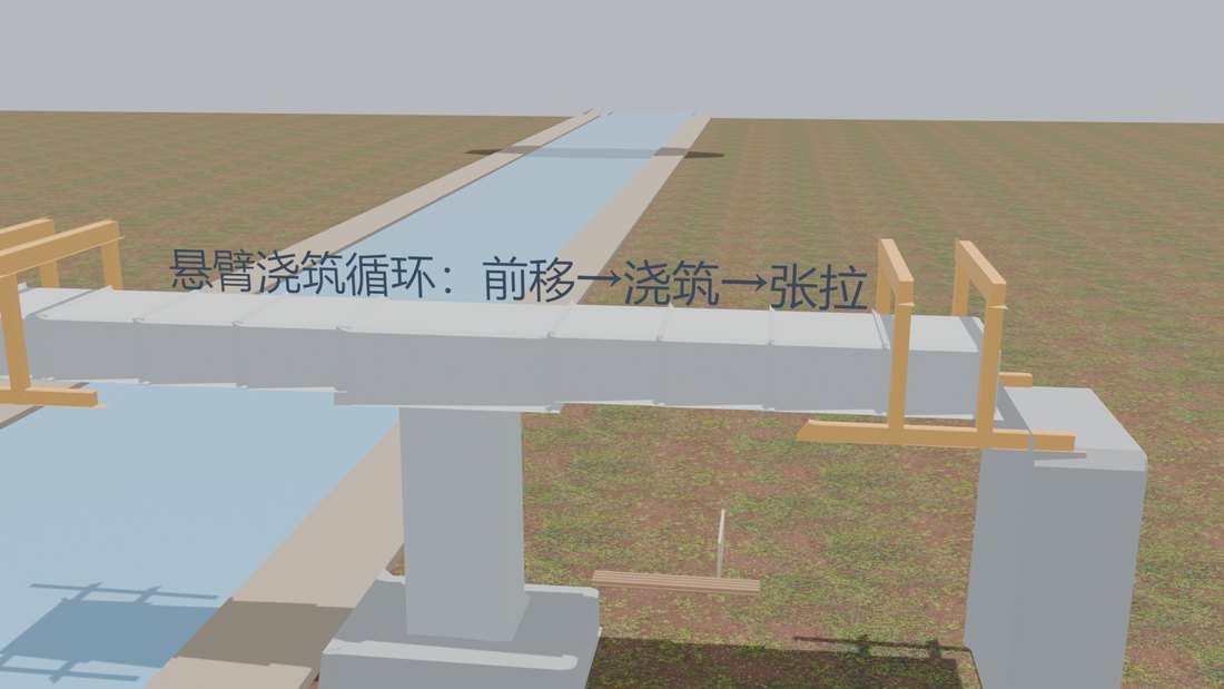 桥梁施工三维动画渲染帧